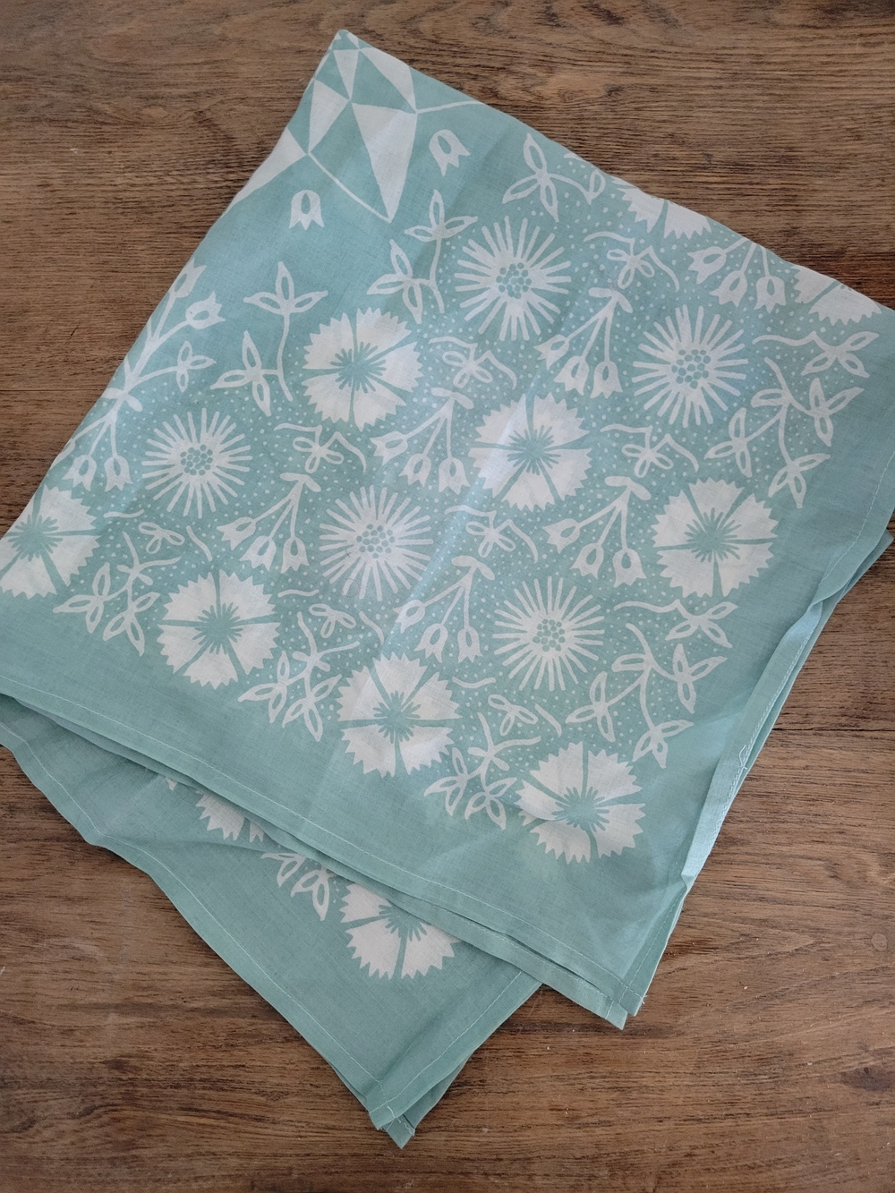Last Chance Bandana Teal Floral with White Print